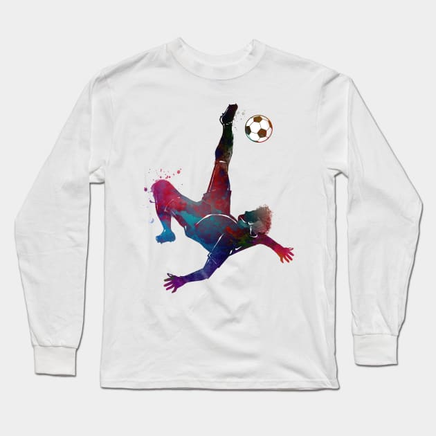 Football player sport art #football #soccer Long Sleeve T-Shirt by JBJart